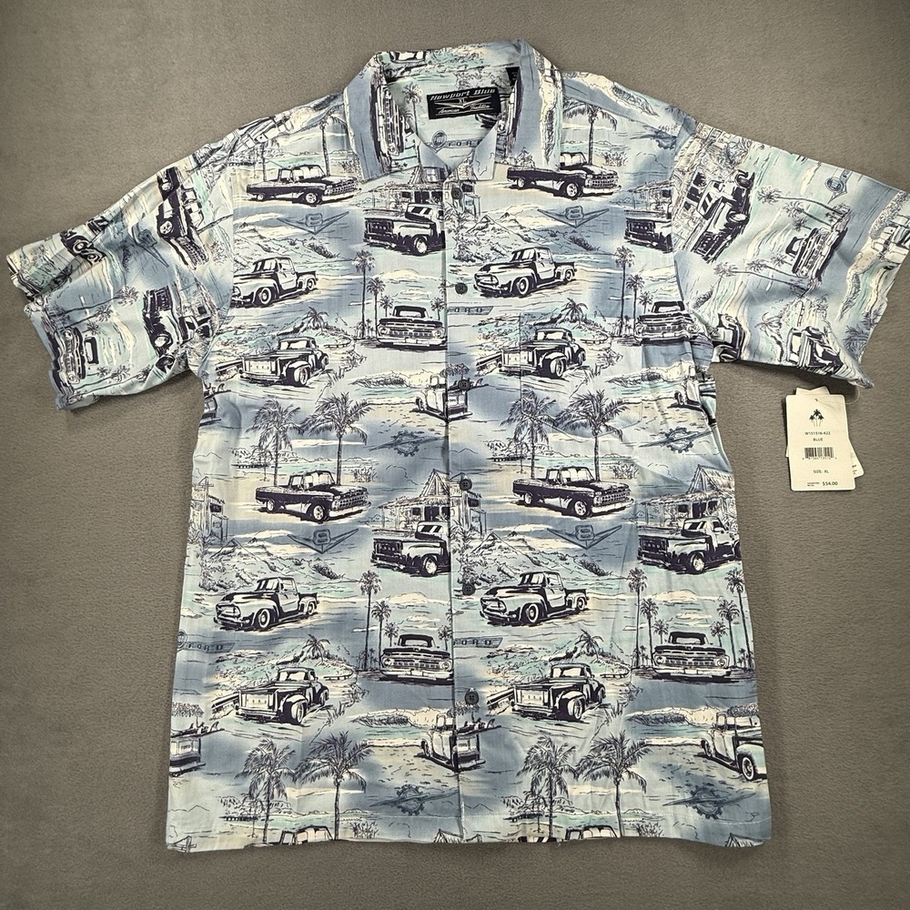NEW Newport Blue Men's Shirt XL American Tradition Chevrolet 50s‎ Cars Hawaiian